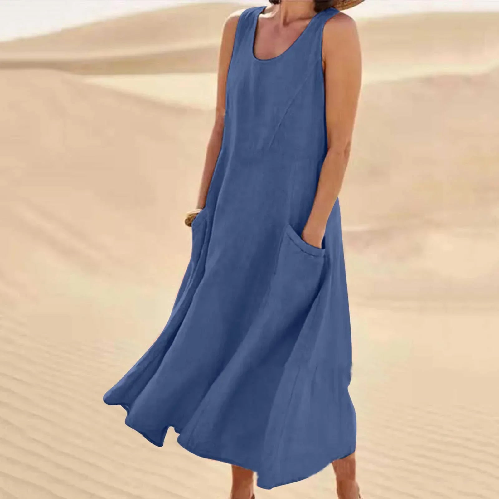 Tina | Women's Summer Midi Dress with Round Neck