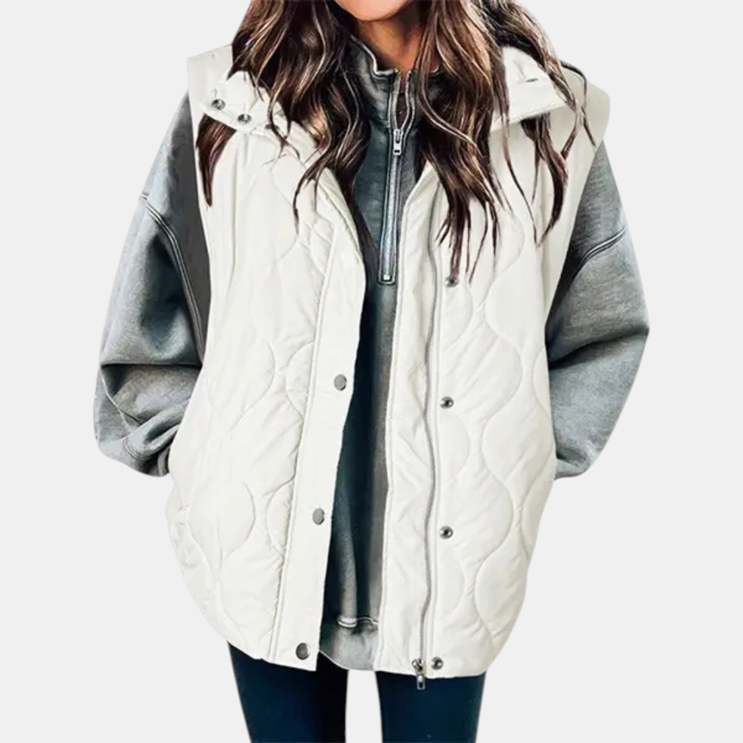 Channon | Women's Puffer Vest Quilted Zip Up Snap Button Sleeveless Coat