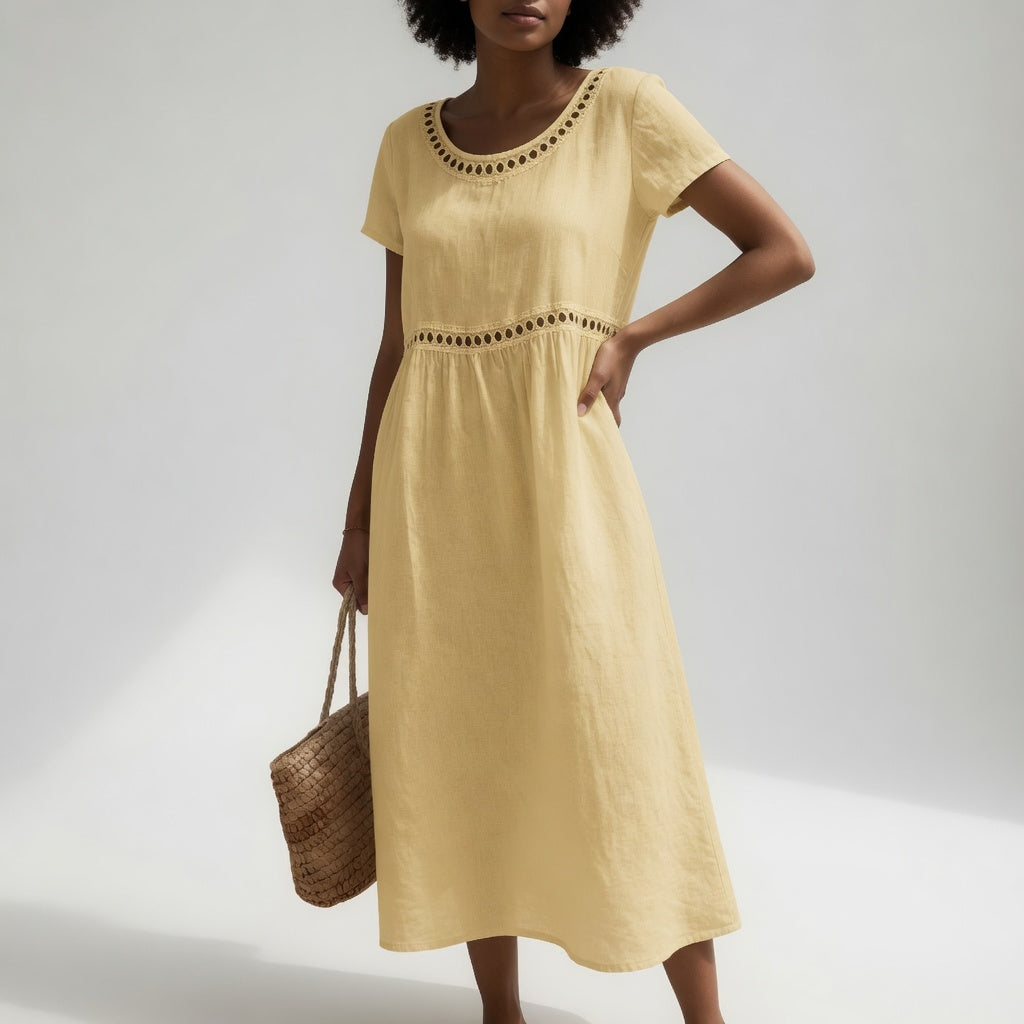 Livia | Embroidered Linen Dress