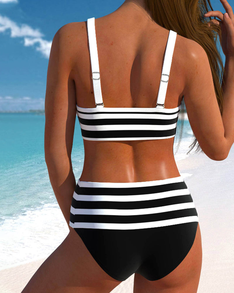 Bloom | High-Waisted Striped Bikini