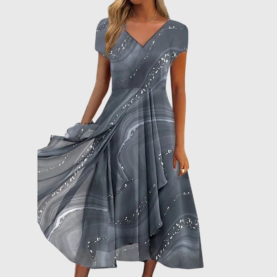 Aubrielle | Elegant Midi Dress with Flowing Design