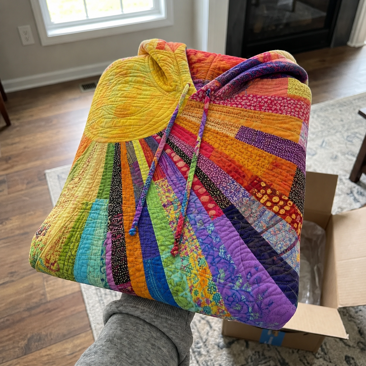 Jennifer| Bohemian Multicolor Patchwork Hoodie