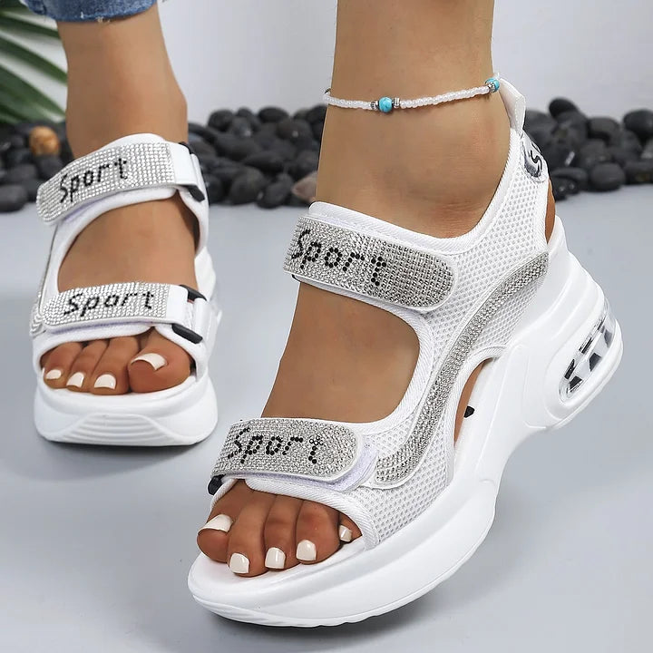 Riane - Crystal-Embellished Orthopedic Platform Sandals
