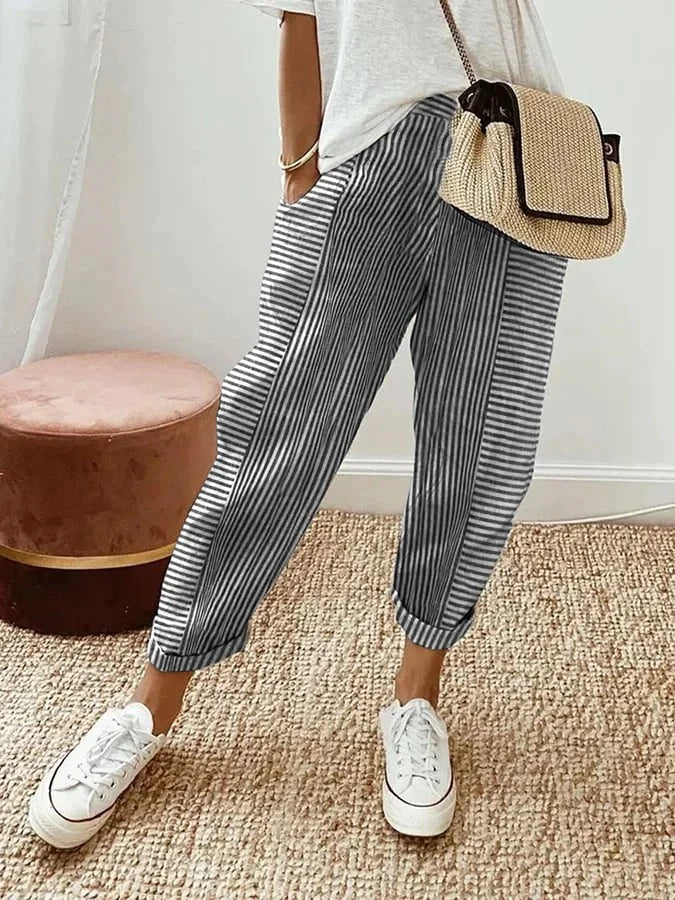 Celia - Timeless Striped Cotton Pants