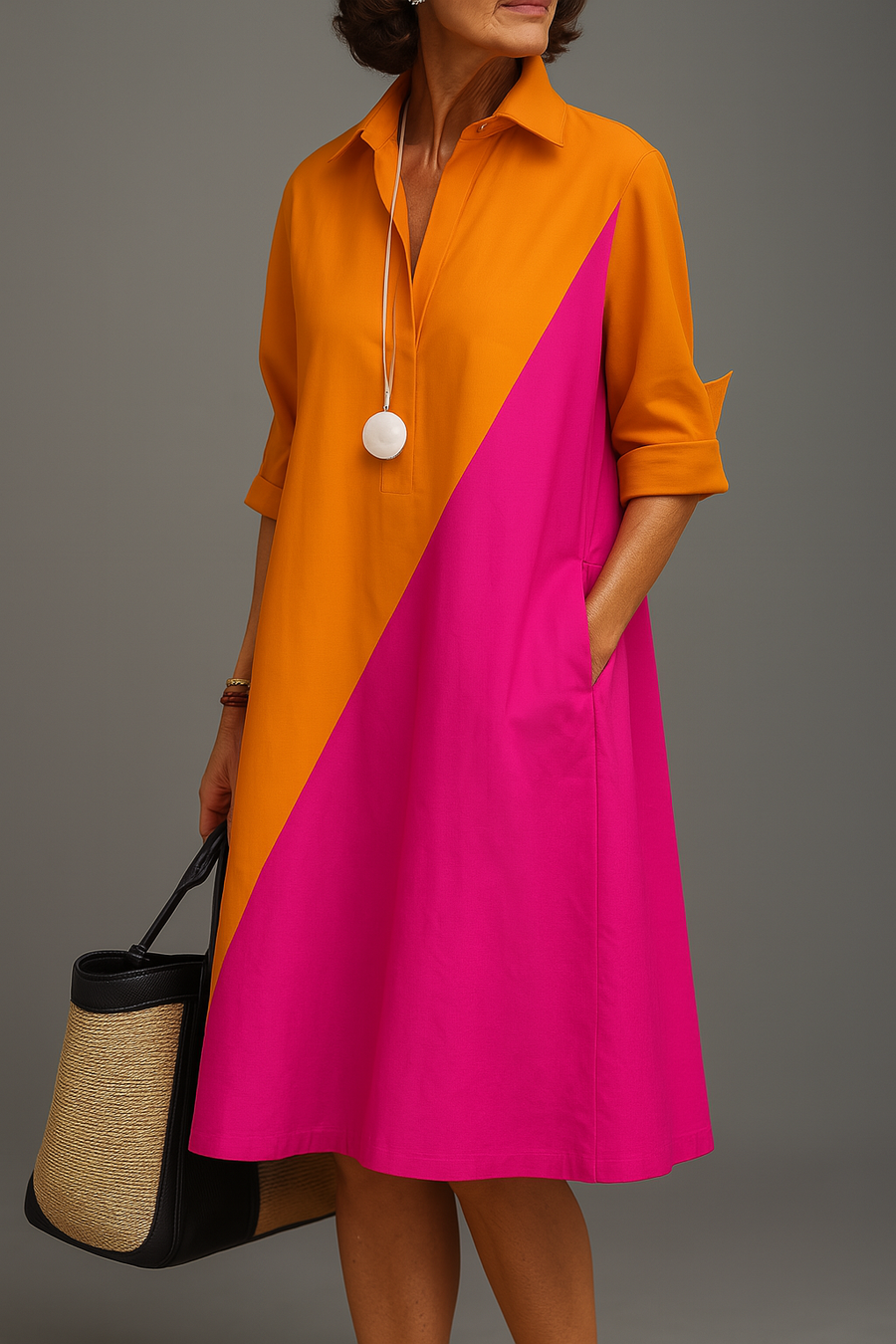 Sabrina - Chic Cotton Midi Dress