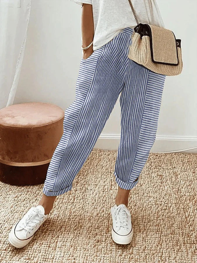 Celia - Timeless Striped Cotton Pants