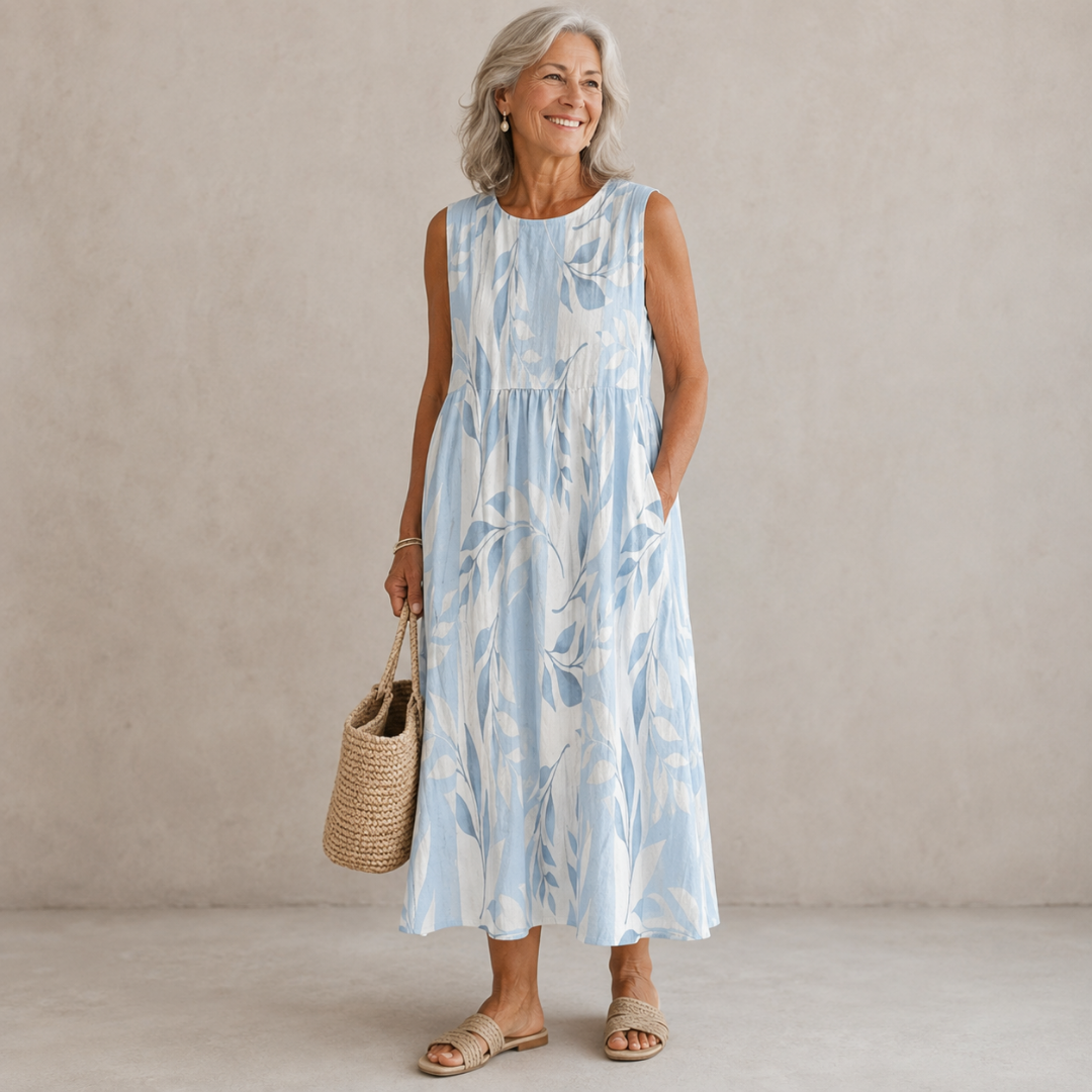 Ivy | Midi Dress with Leaf Print