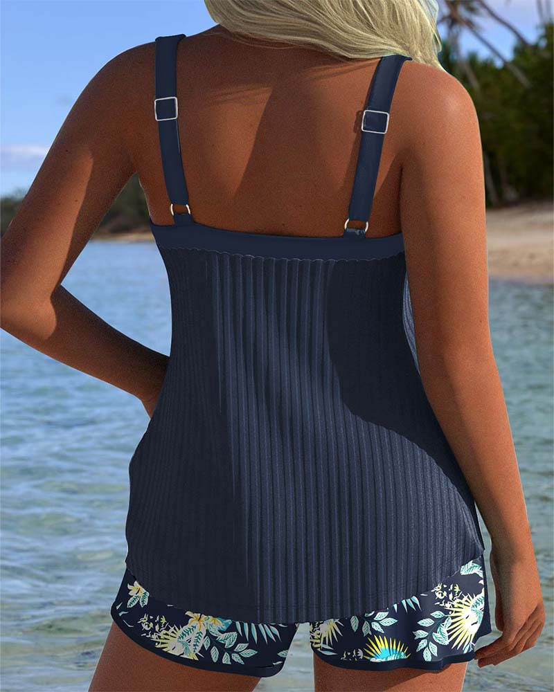 Alice | Floral Print Two-Piece Beach Tankini Set