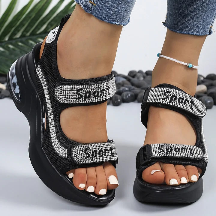 Riane - Crystal-Embellished Orthopedic Platform Sandals
