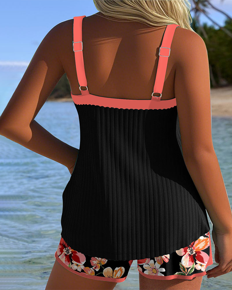Chloe | Printed V-Neck Tankini