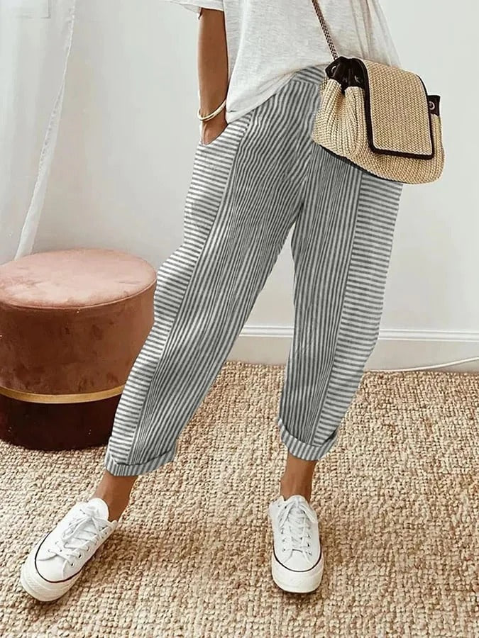 Celia - Timeless Striped Cotton Pants
