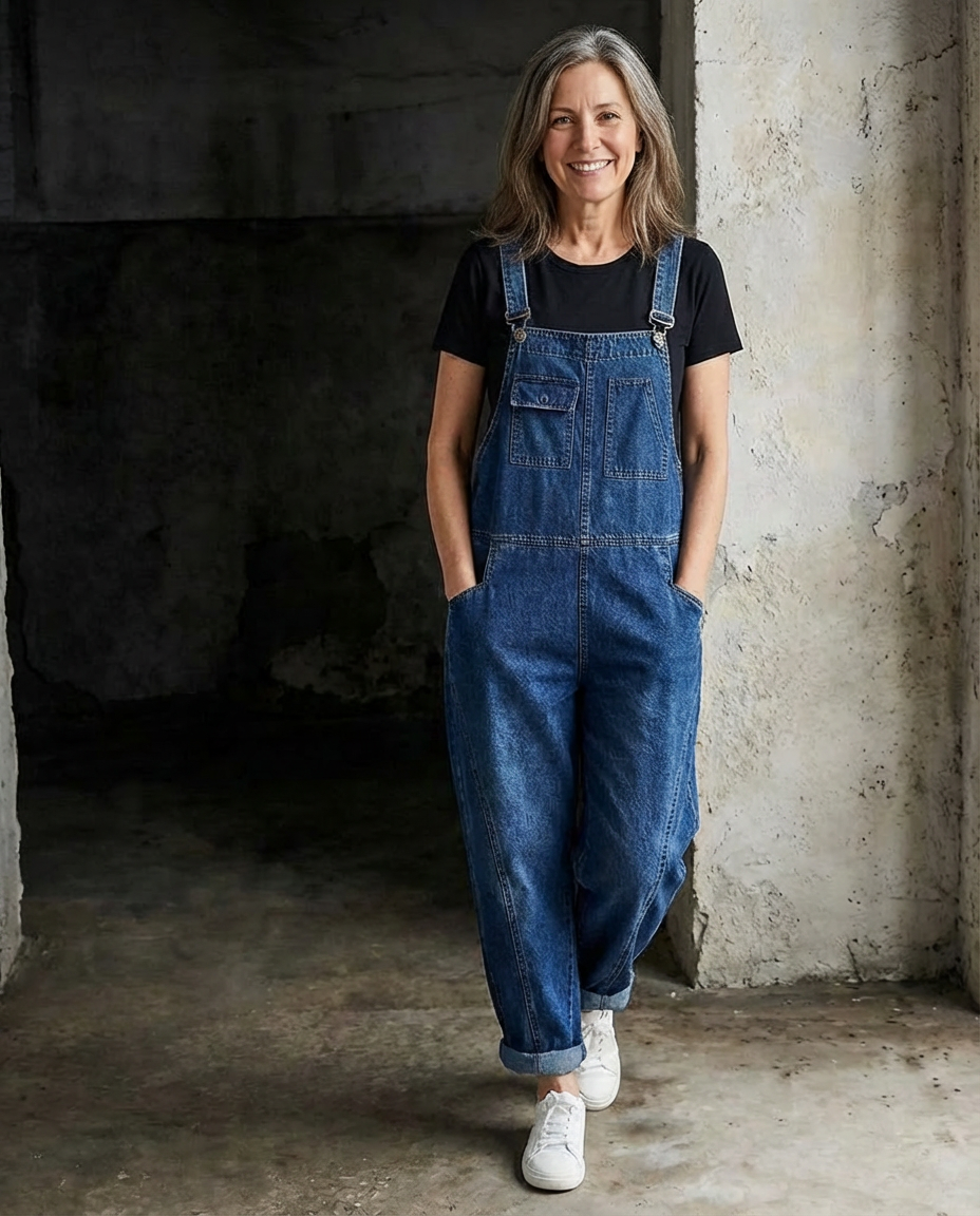 Jade | Relaxed Fit Denim Bib Overalls
