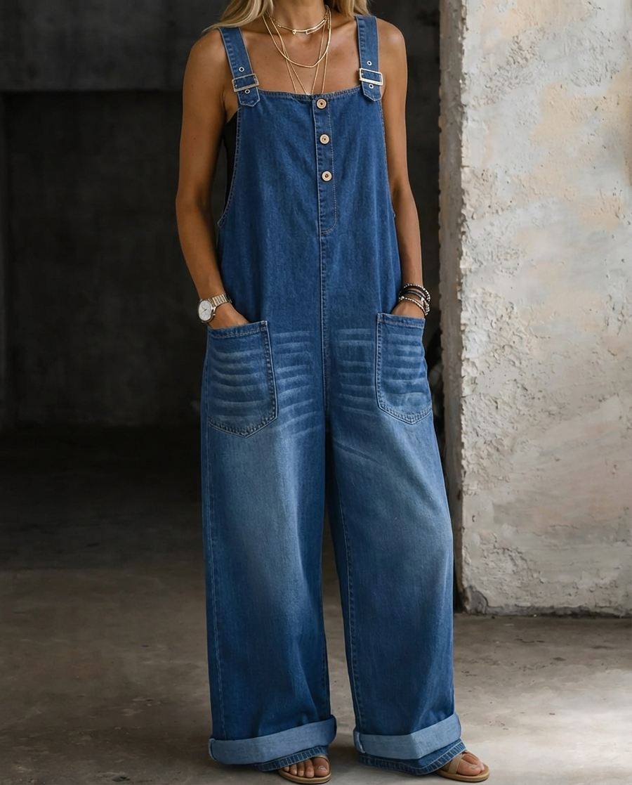Brooke | Denim Overalls with Pocket Bib
