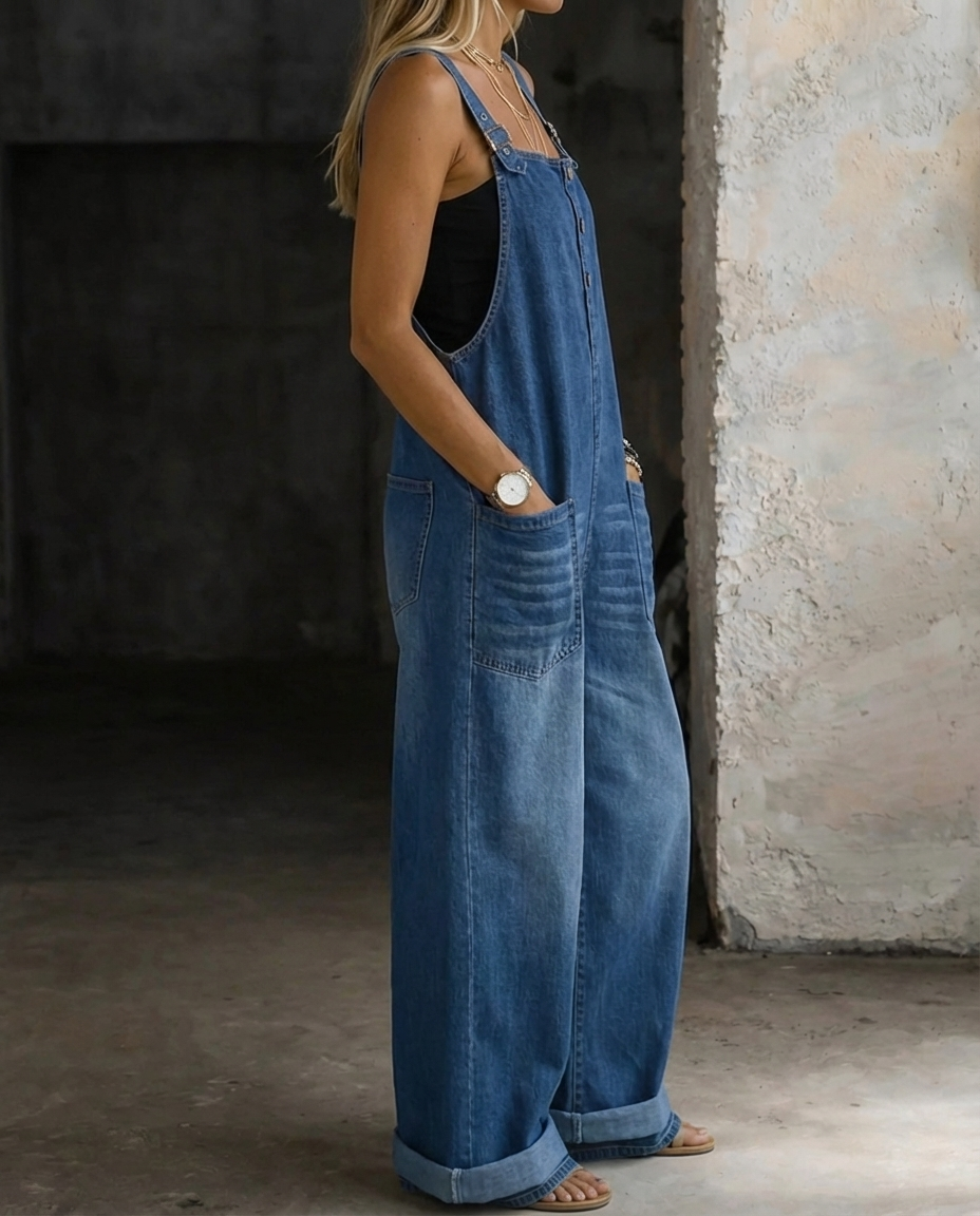Brooke | Denim Overalls with Pocket Bib