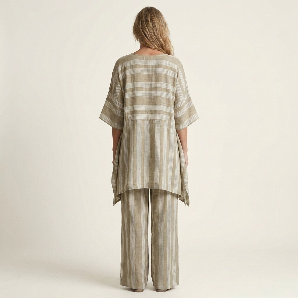 Kiara | Two-Piece Striped Cotton-Linen Set