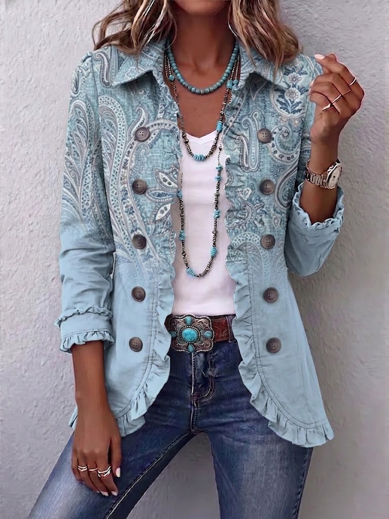 Estrella™ | Retro Paisley Ruffled Jacket