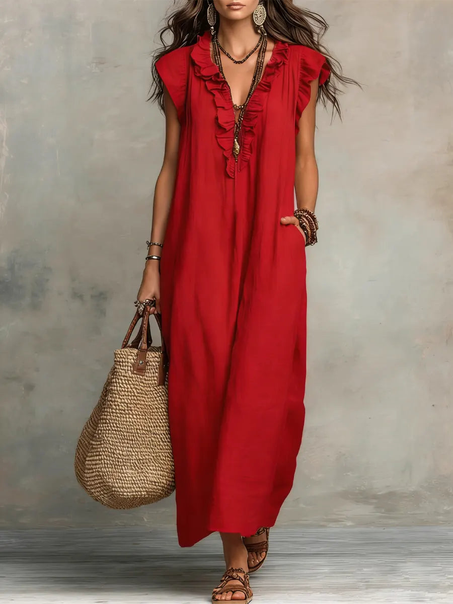 Camellia | Long Linen & Cotton Bohemian Dress