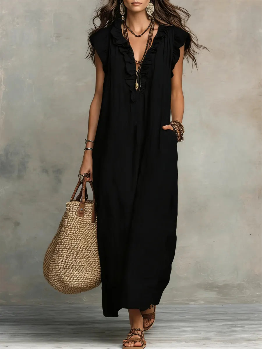 Camellia | Long Linen & Cotton Bohemian Dress