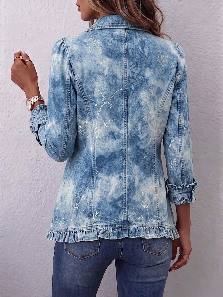 Jemison™ | Vintage Botanical Print Ruffle Jacket in Boho-Style Gradient
