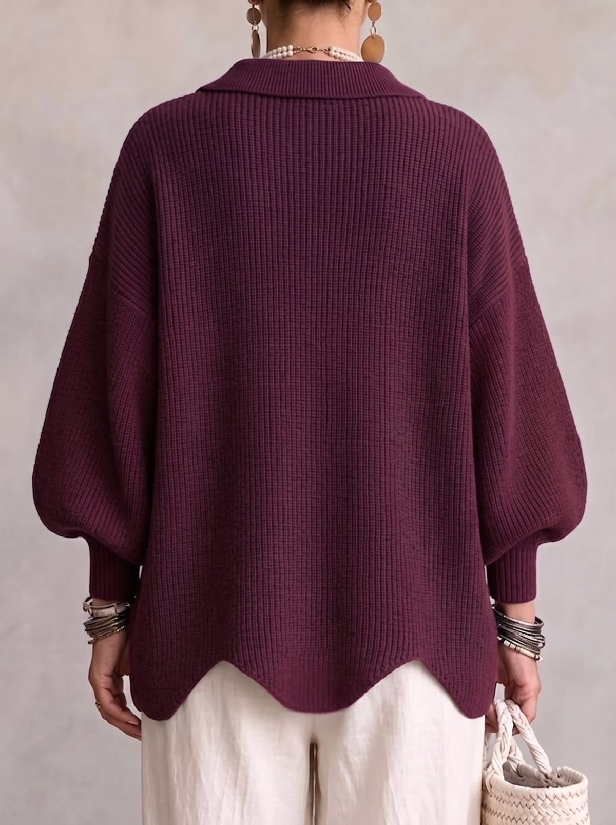 Isabel | Oversized Collared Cardigan With Large Metal Buttons