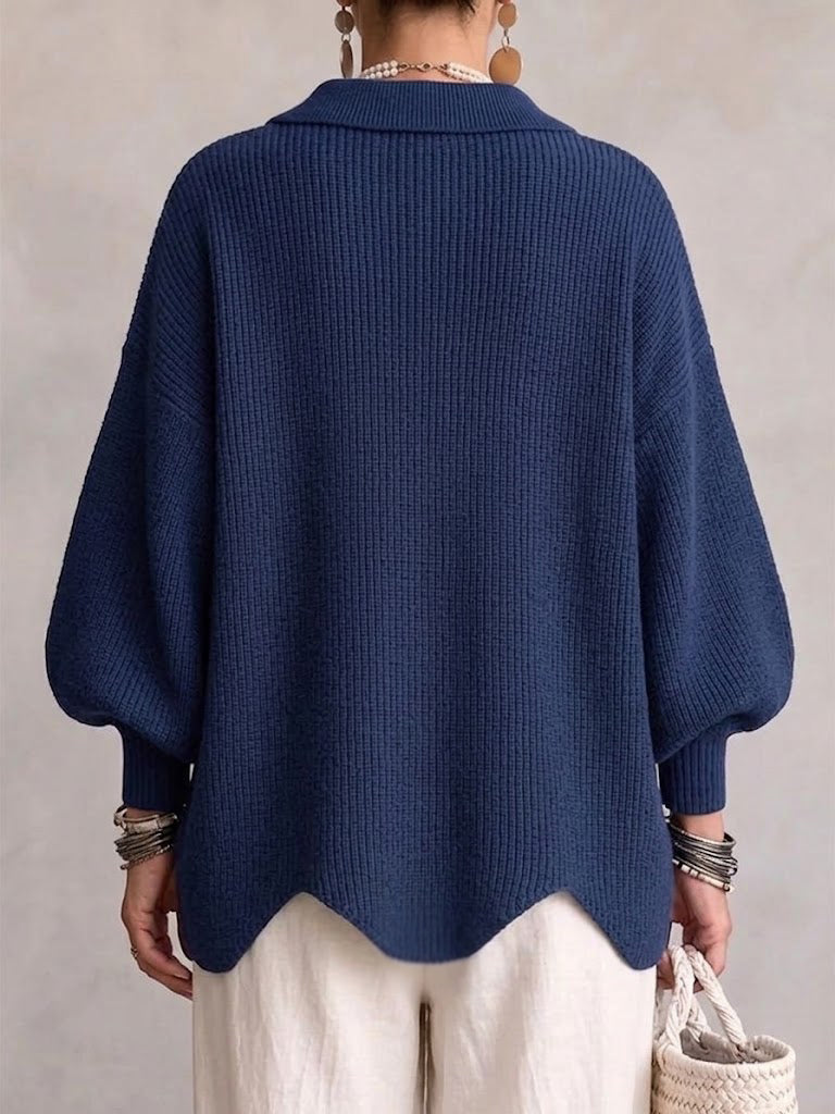 Isabel | Oversized Collared Cardigan With Large Metal Buttons