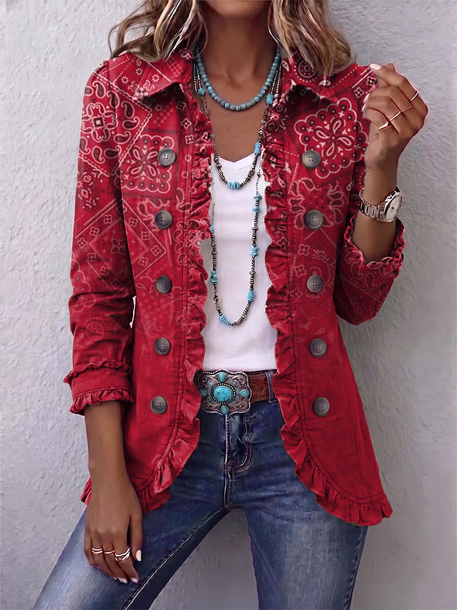 Criselle™ | Bohemian Paisley Ombre Ruffled Jacket