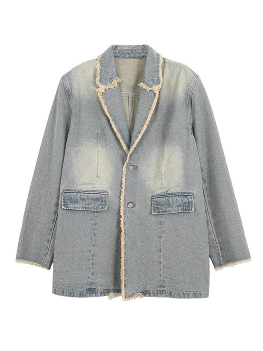 Dionne™ | Oversized Vintage-Inspired Blazer with Raw Edges