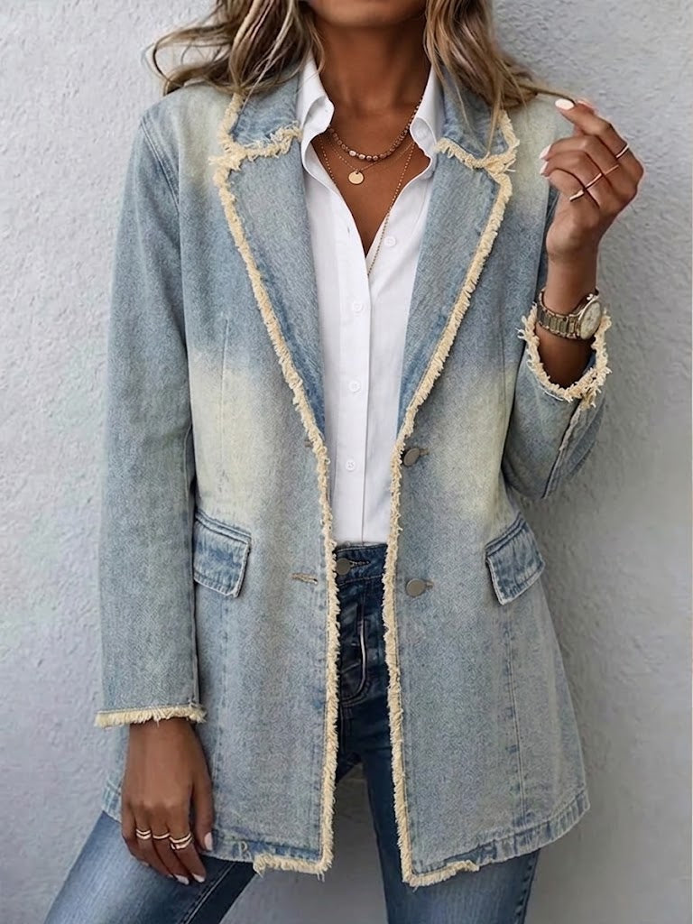 Dionne™ | Oversized Vintage-Inspired Blazer with Raw Edges
