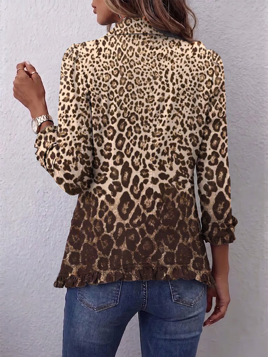 Navara™ Leopard Print Ruffle Jacket