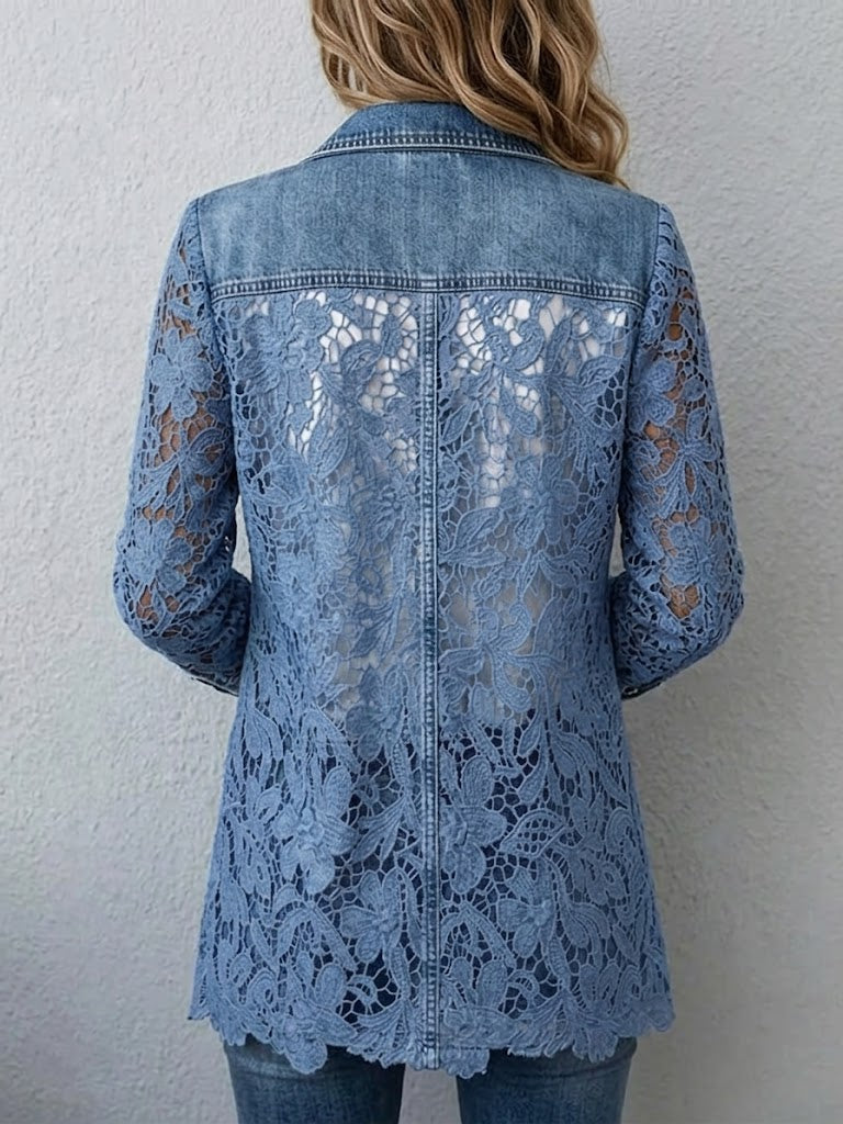 Lacinda™ Floral Lace Panel Blazer Jacket