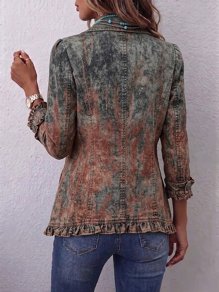 Bristow™ | Retro Gradient Textured Ruffle Jacket