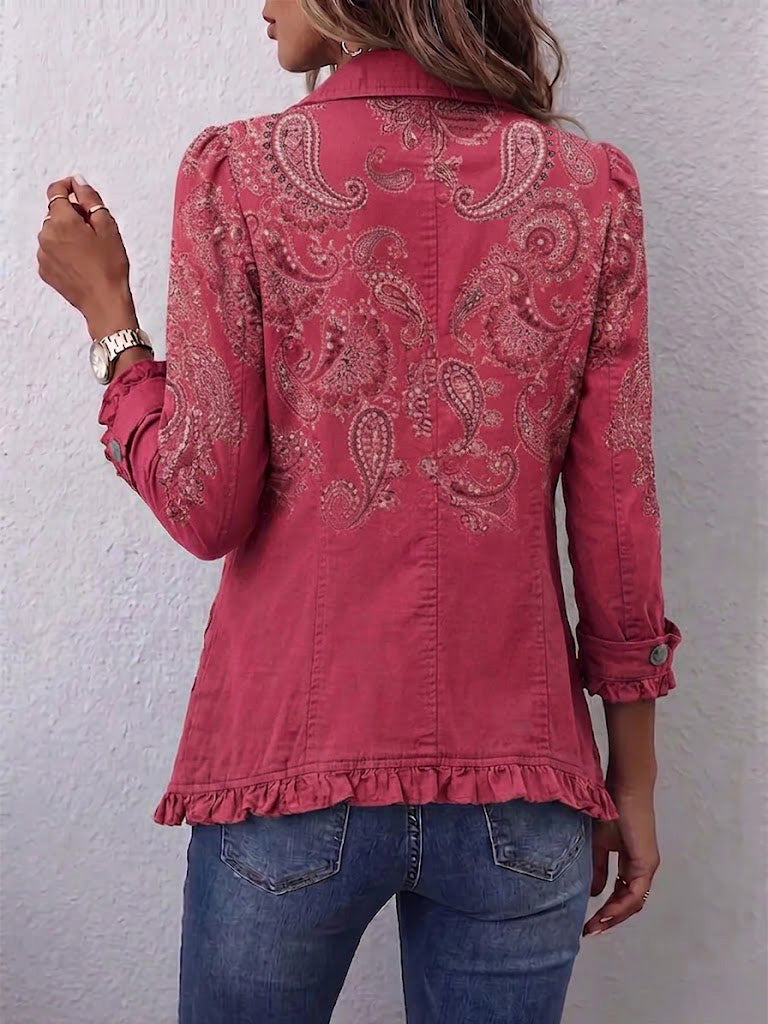 Anouk™ | Retro Paisley Ruffled Jacket