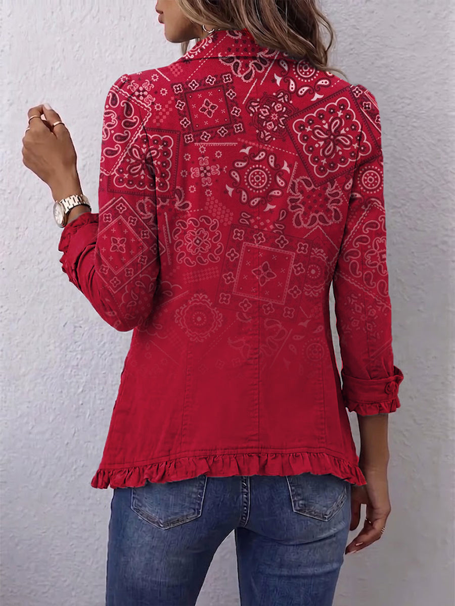 Criselle™ | Bohemian Paisley Ombre Ruffled Jacket