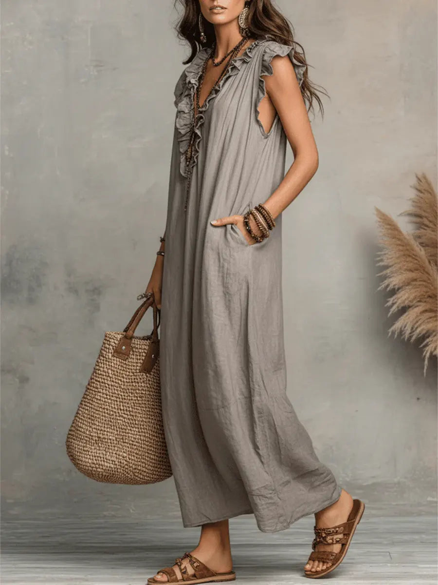 Camellia | Long Linen & Cotton Bohemian Dress