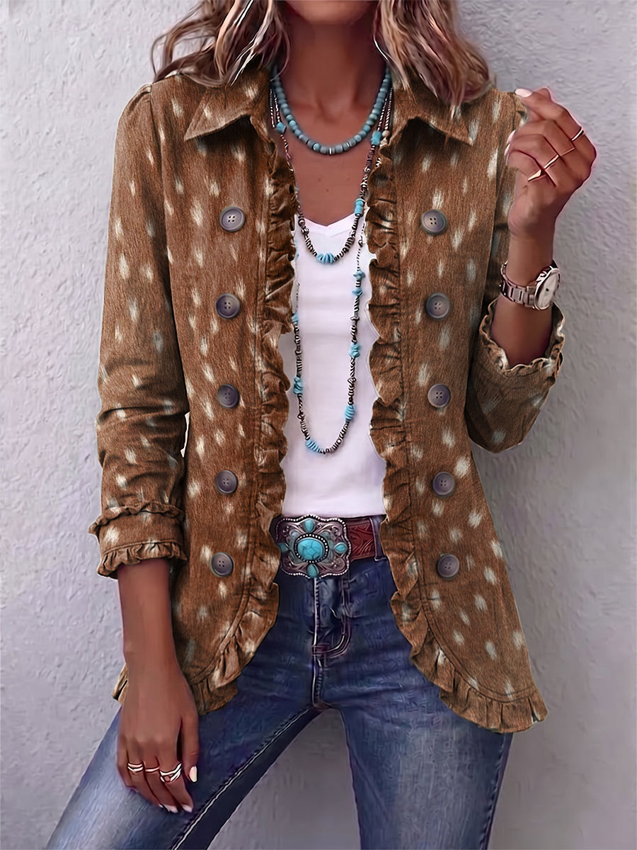 Nolinda™ | Bohemian Ruffled Jacket with Animal Print