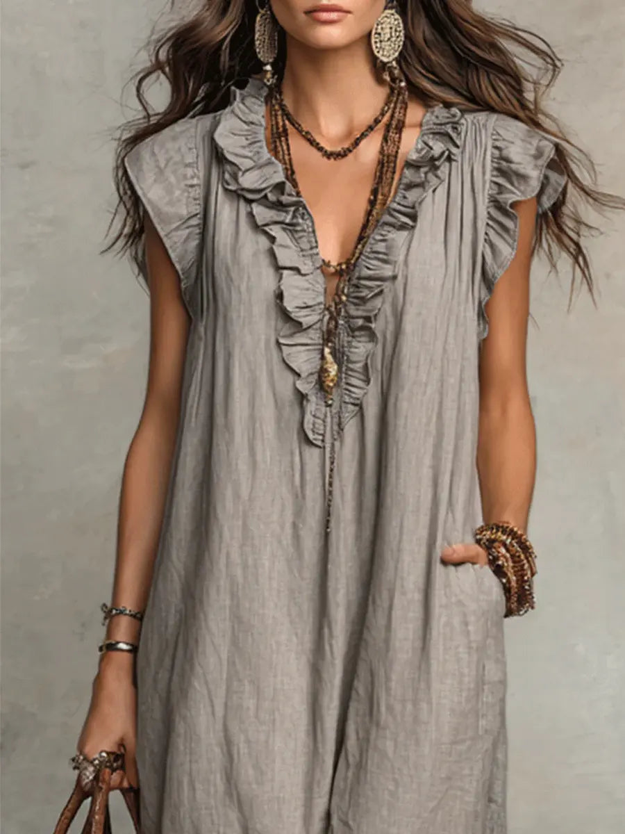 Camellia | Long Linen & Cotton Bohemian Dress