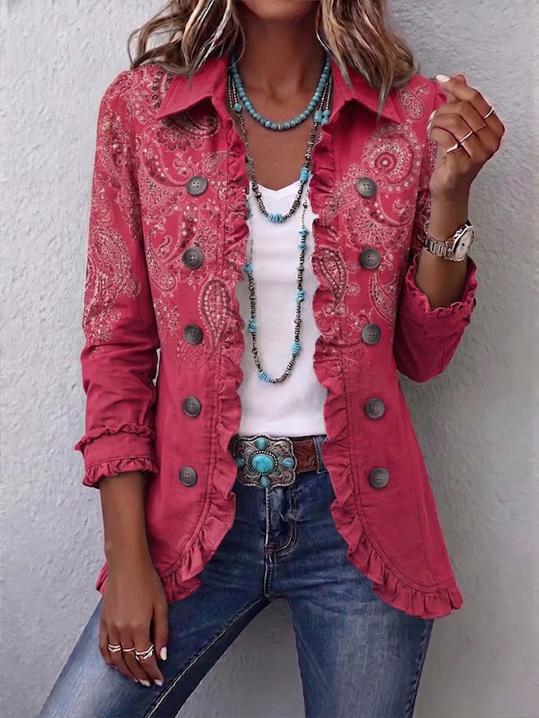 Anouk™ | Retro Paisley Ruffled Jacket