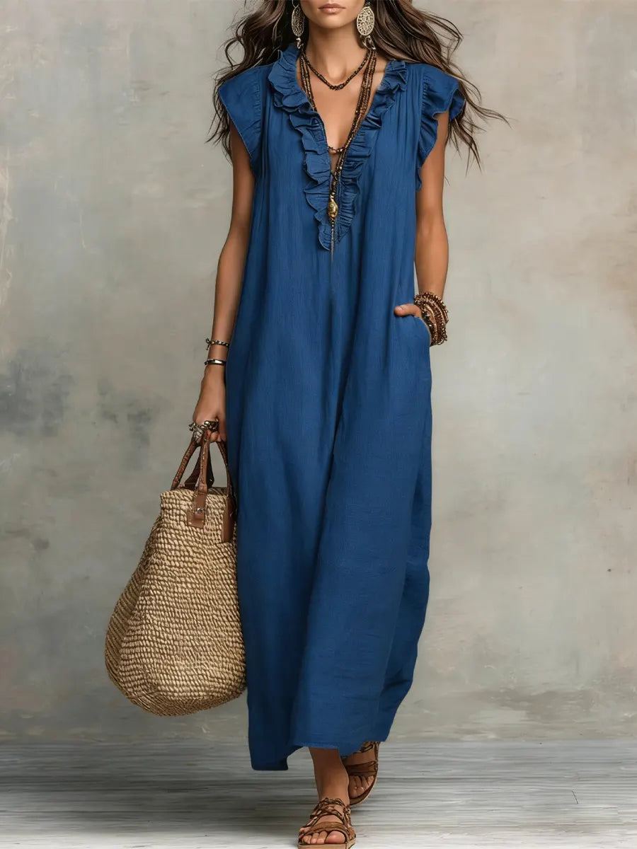Camellia | Long Linen & Cotton Bohemian Dress