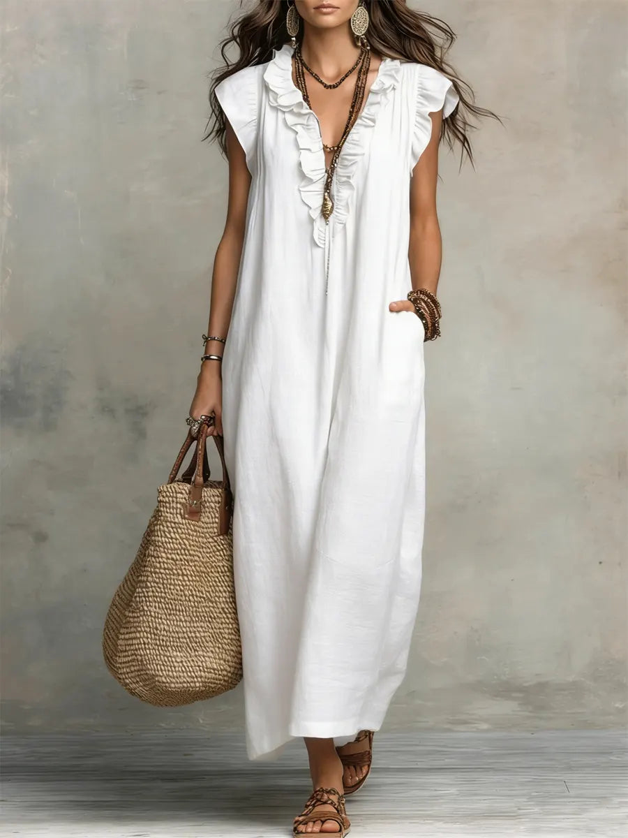Camellia | Long Linen & Cotton Bohemian Dress