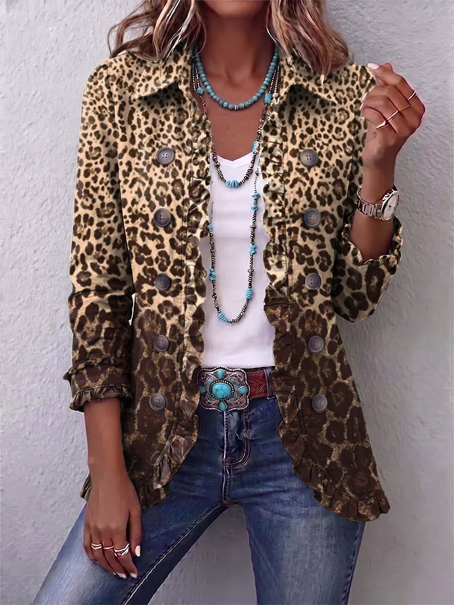 Navara™ Leopard Print Ruffle Jacket