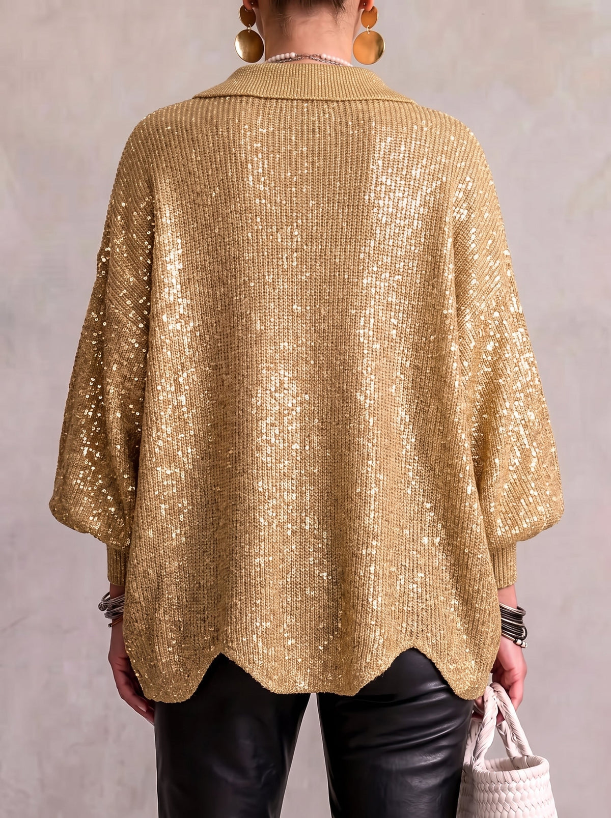 Isabel | Oversized Collared Cardigan With Large Metal Buttons