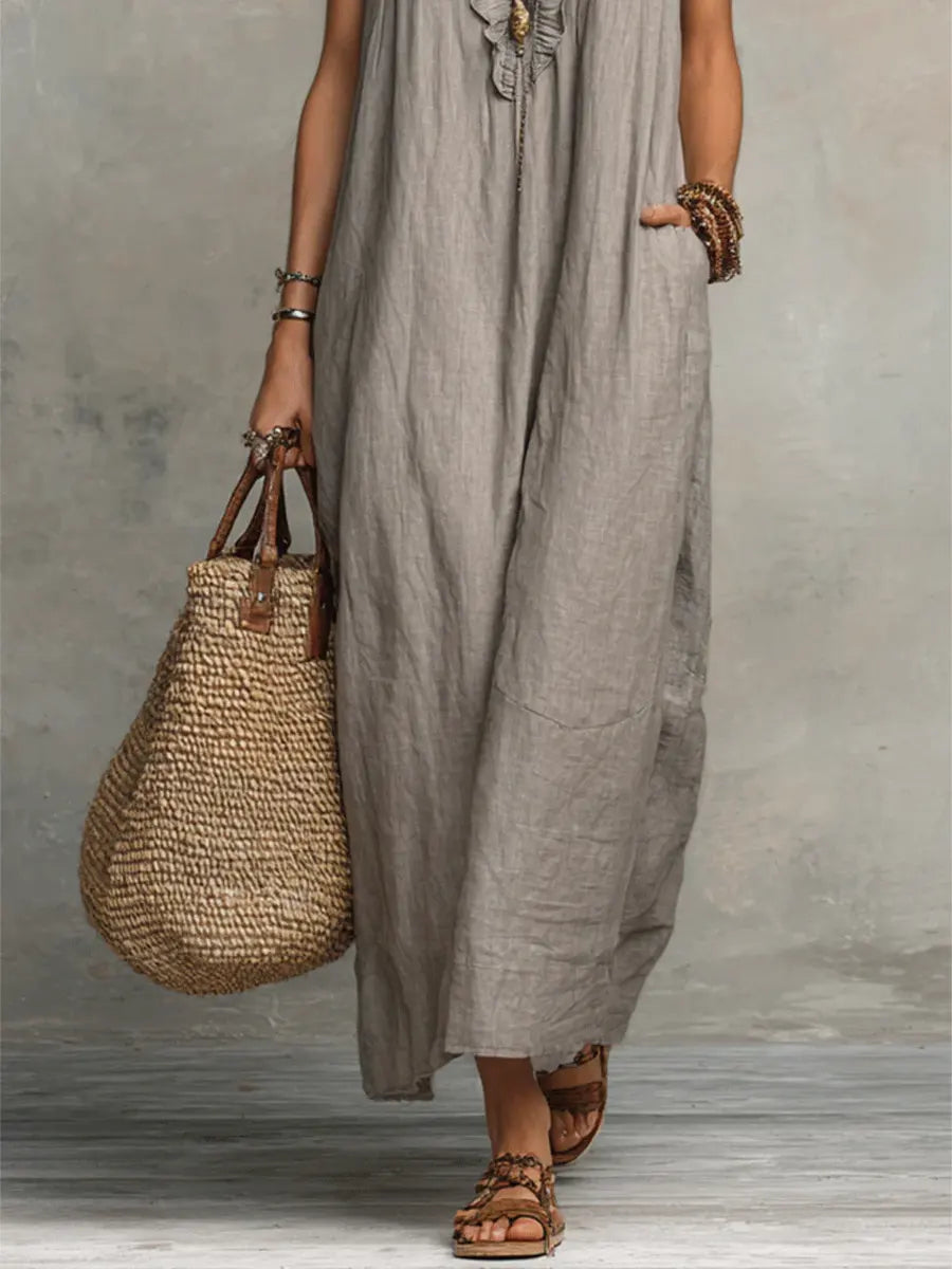 Camellia | Long Linen & Cotton Bohemian Dress