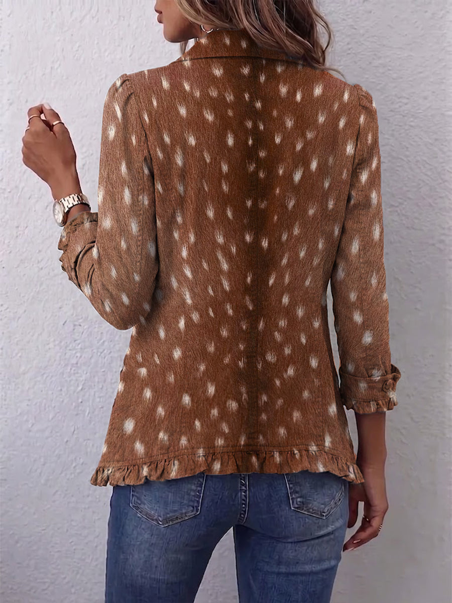Nolinda™ | Bohemian Ruffled Jacket with Animal Print