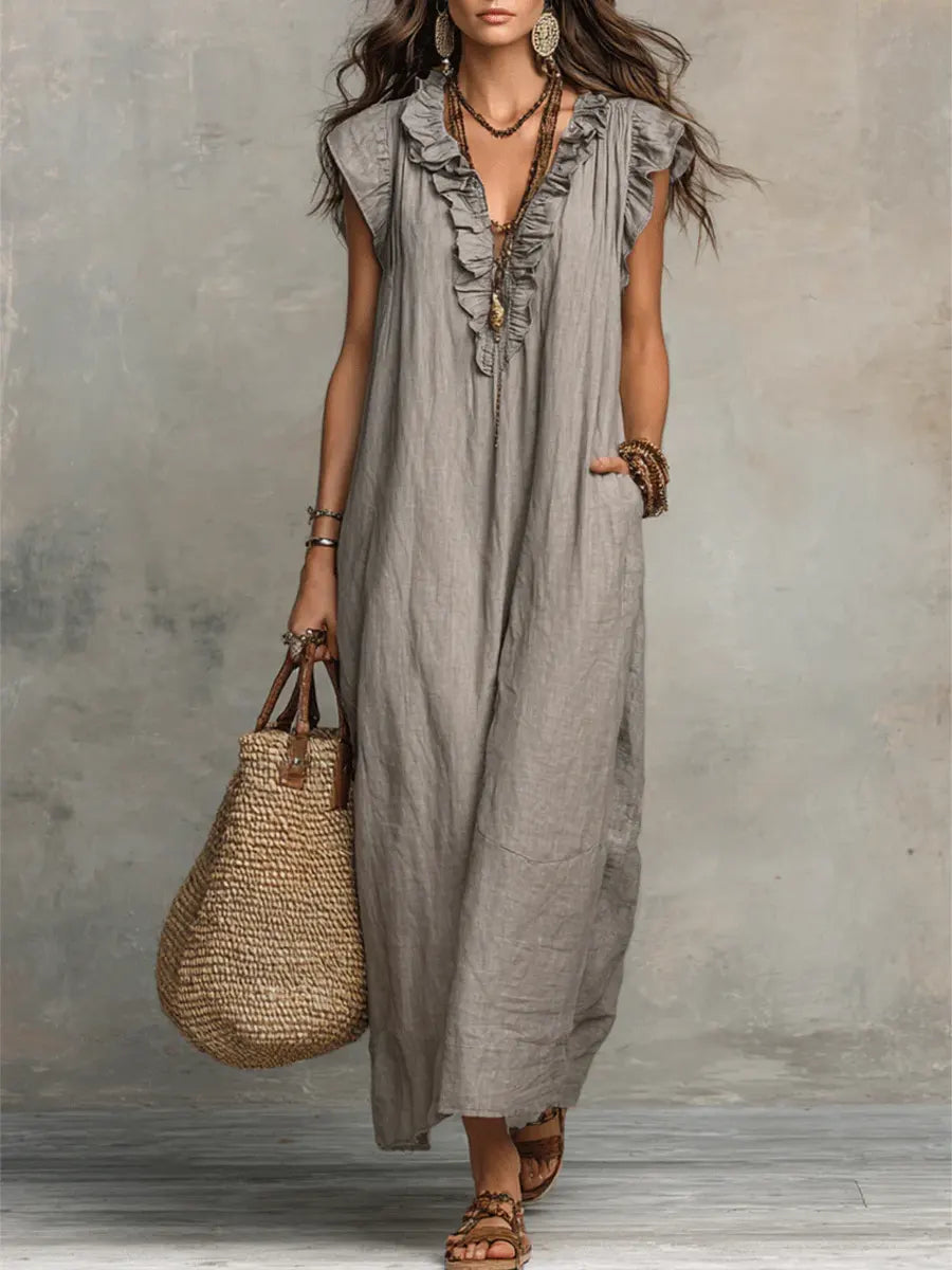 Camellia | Long Linen & Cotton Bohemian Dress