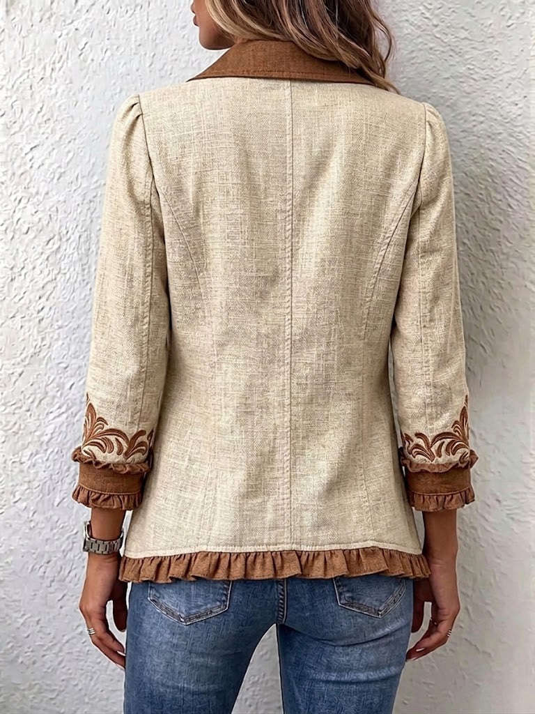 Dawncroft™ | Retro Bohemian Floral Ruffle Jacket
