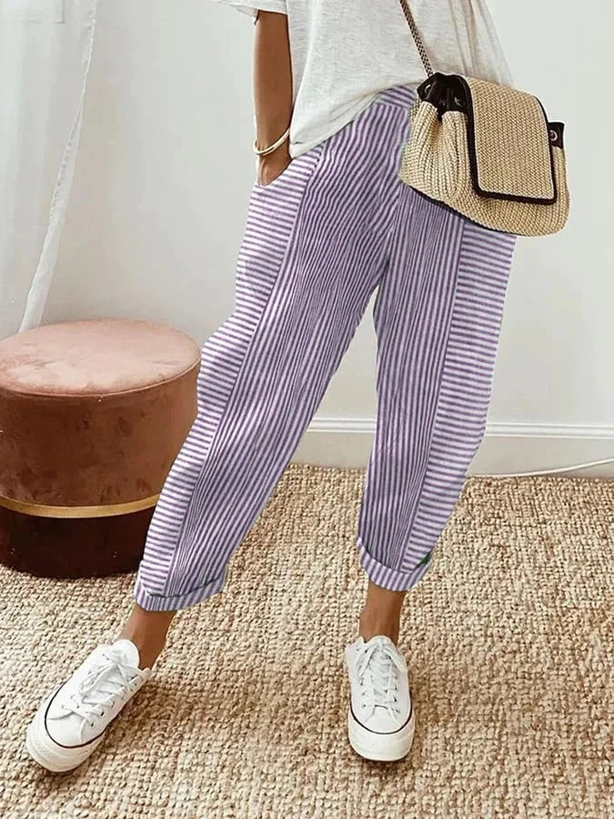 Celia - Timeless Striped Cotton Pants