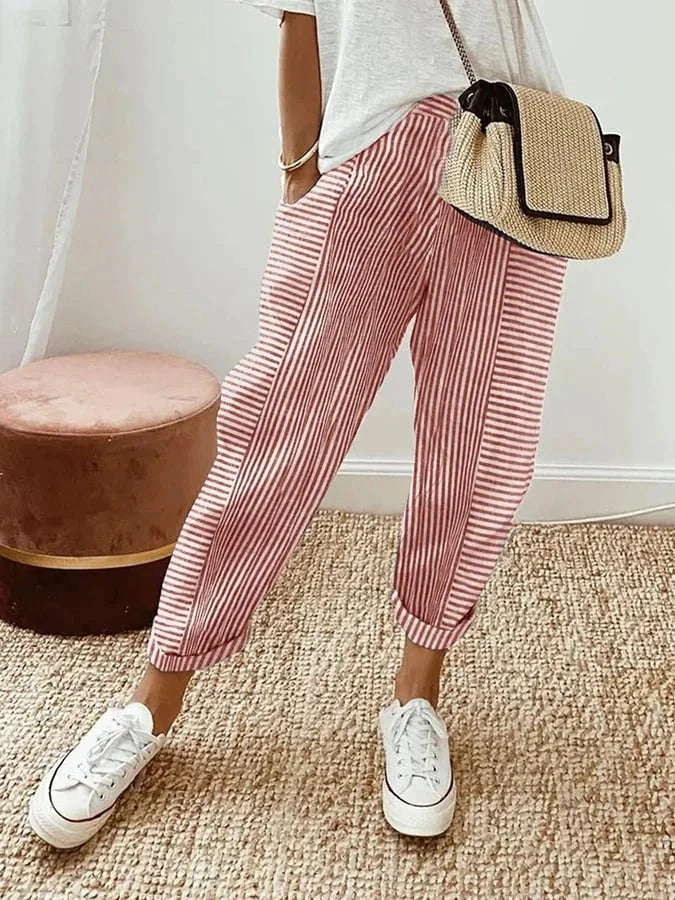 Celia - Timeless Striped Cotton Pants