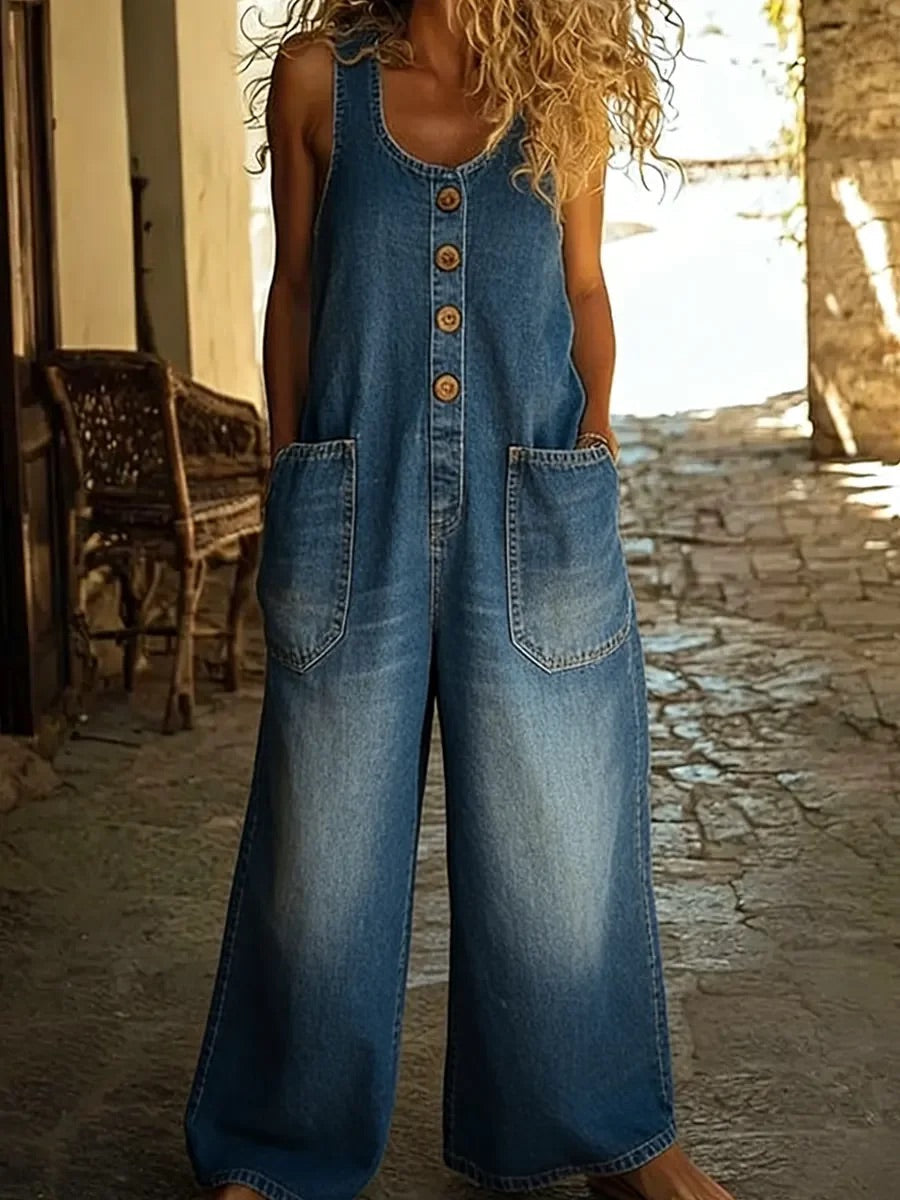 Saylor | Retro Washed Cotton Denim Overalls