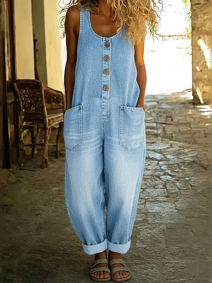 Saylor | Retro Washed Cotton Denim Overalls