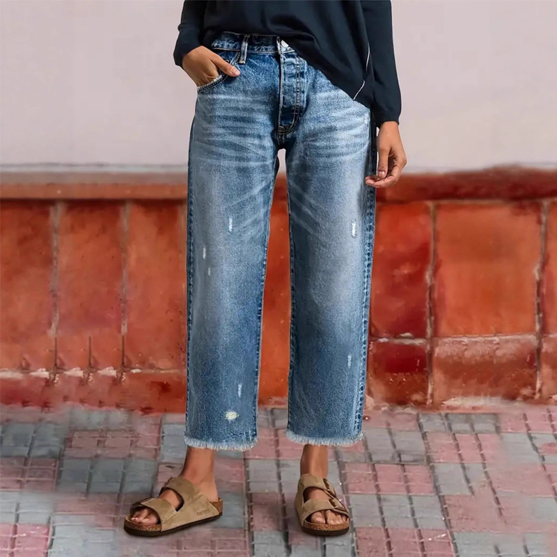 Aberjean™ | Vintage-Inspired Cropped Straight Leg Jeans